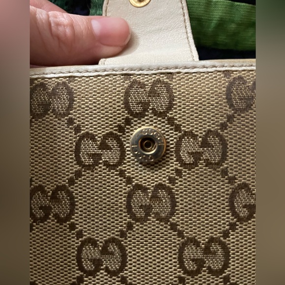 GUCCI Ophidia White Leather and Canvas Monogram Wallet w/ Dust Bag - Picture 16 of 16